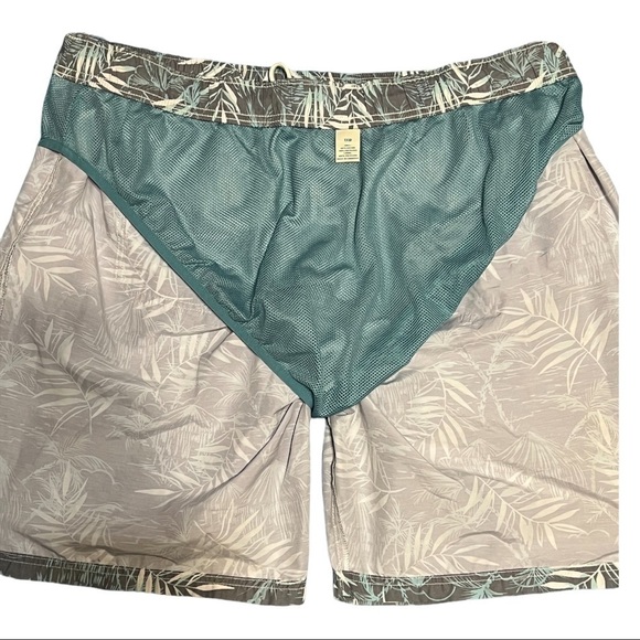 Caribbean Hybrid Shorts Tropical Floral Drawstring Swim Trunks Resort Wear 1XB - Picture 7 of 9